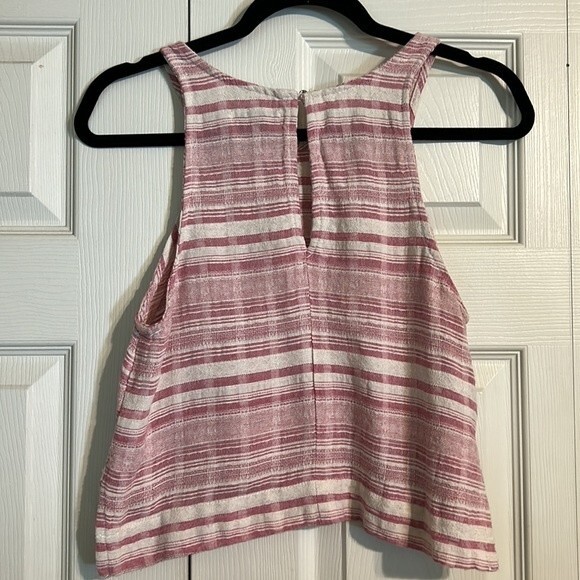 SATURDAY SUNDAY Anthropologie Small Pink White Striped Crop Top Sleeveless - Picture 7 of 7